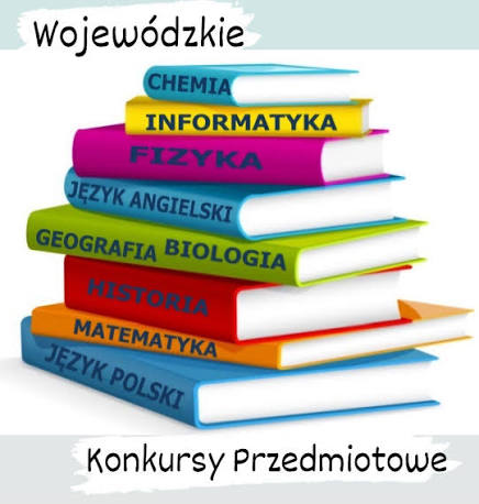 Plakat z napisem Konkursy przedmiotowe